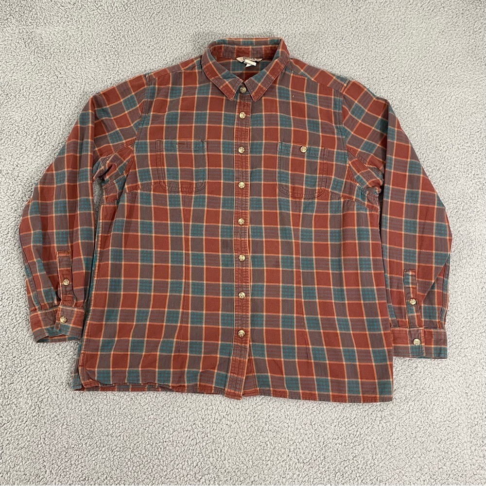 Duluth Trading Co Flannel Shirt Women XL Plaid Swingin' Pocket Button Front - Picture 1 of 9